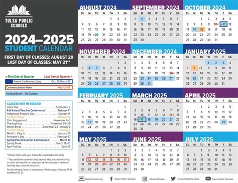 Tulsa Public Schools Calendar 2025-2026 | Academic Holidays