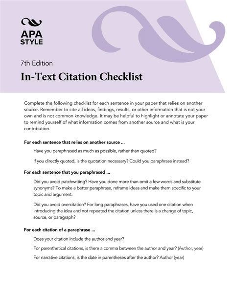 In-text citation checklist 7th ed. | PDF