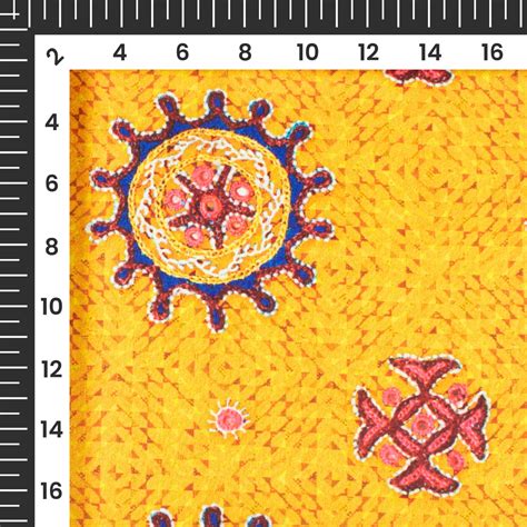 Mustard Yellow And Punch Pink Gamthee Pattern Digital Print Japan Sati ...