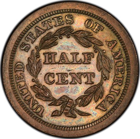 Half Cent 1845 Braided Hair (Proof only), Coin from United States ...