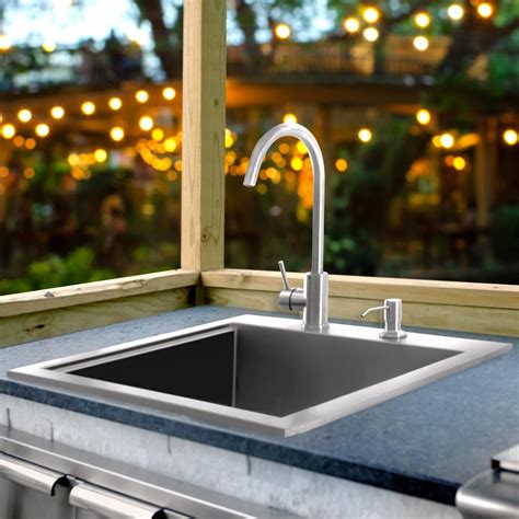 Sonoma 21-Inch Outdoor Rated Stainless Steel Drop In Sink With Hot/Cold ...