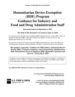 Fillable Online Humanitarian Device Exemption (HDE) Program - Guidance ...