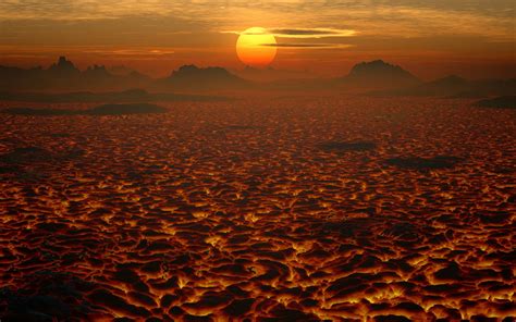Download wallpaper 2560x1600 lava, landscape, sunset, volcanic ...
