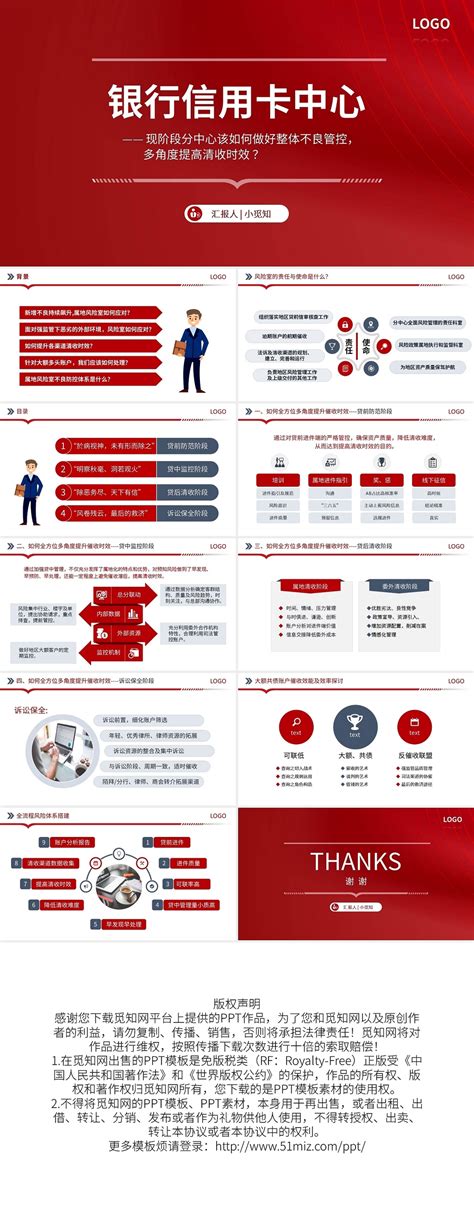 红色简约银行信用卡中心贷款信用卡不良管控提高清收时效PPT模板宣传PPT动态PPT-椰子办公