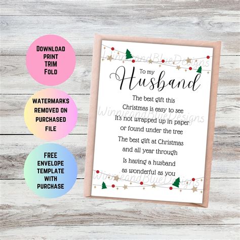 Printable Christmas Card Husband | Rossy Printable