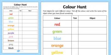 Colour Hunt Checklist (teacher made)