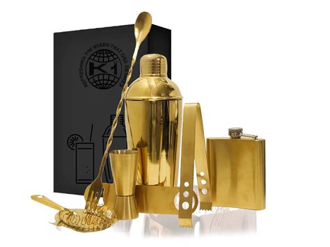 King International Stainless Steel Gold PVD Bar Set , Cocktail Shaker ...