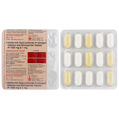 Gluconorm G1 Forte - Strip of 15 Tablets : Amazon.in: Health & Personal ...