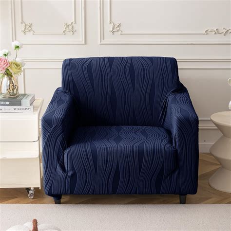 Universal Jacquard Crizzle Pattern Fabric Sofa Cover (Navy Blue ...