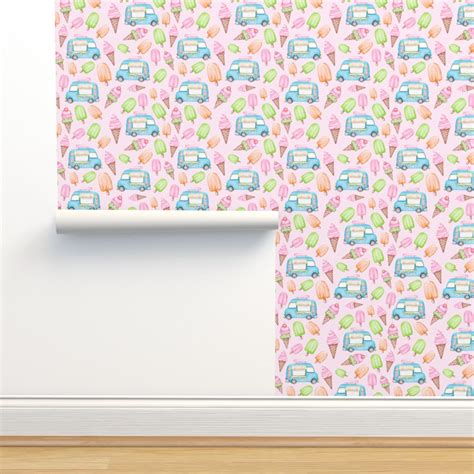 Bigger Scale Ice Cream Truck Popsicles Wallpaper | Spoonflower