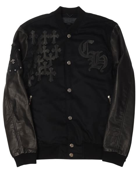 Chrome Hearts Leather Cross Varsity Jacket