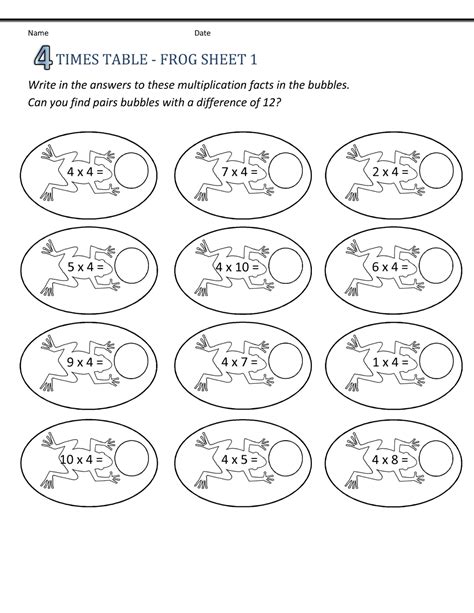 Image result for 4 Times Table Worksheets Printable