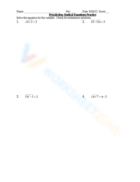 Image result for Radical Equations Precalculus Examples