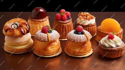 Premium AI Image | A display of different types of desserts including a variety of different ...