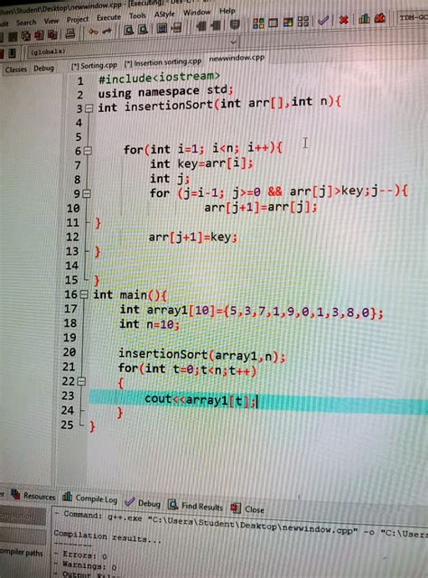 Image result for Insertion Sort Code