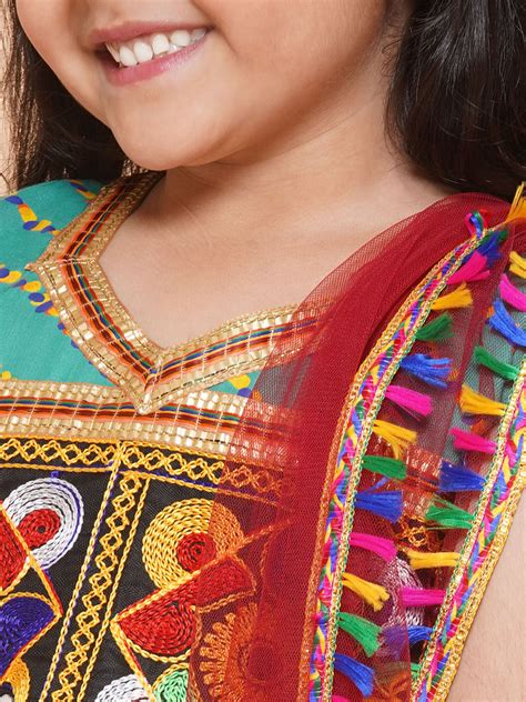 Kids Girls Multi Color Kathyavadi Cotton Lehenga Choli – AJ Dezines