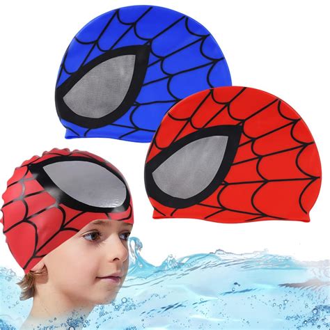 Buy Proberos® 2 PCs Silicone Swim Cap Kids/Toddlers, Cartoon Spiderman ...