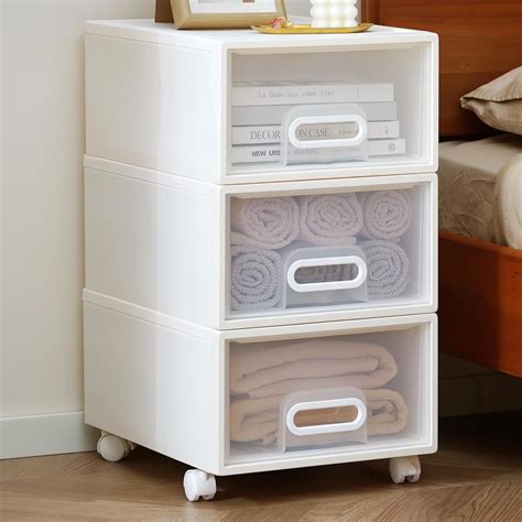 Amazon.com: Bienvoun 3 Drawer Plastic Drawer Storage Stackable White ...