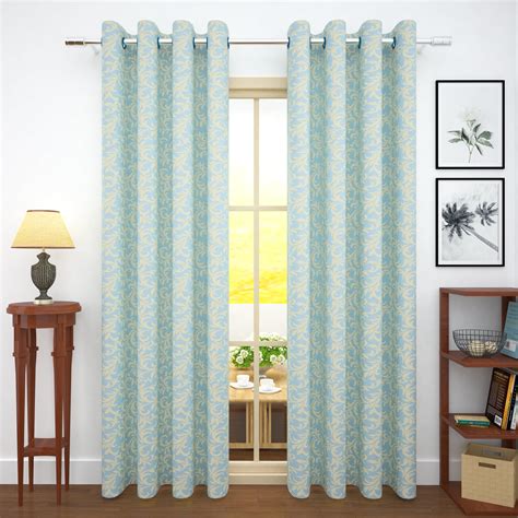Buy Blue Bloom Jacquard Door/Window Curtain 2 Pieces - Story@Home ...