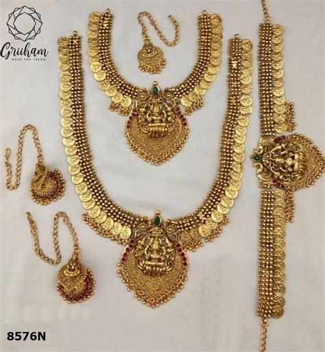 Gold Finish Kasu Laxmi Combo Bridal Sets 8576N – Griiham