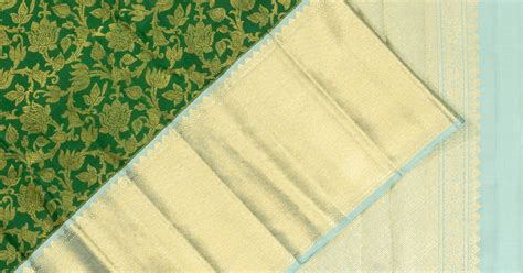 Kanchipuram Silk Brocade Dark Green Saree | Kankatala