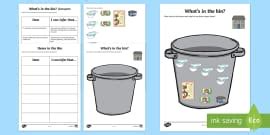 What’s in the Bin? (3) Inferences Worksheet / Worksheet