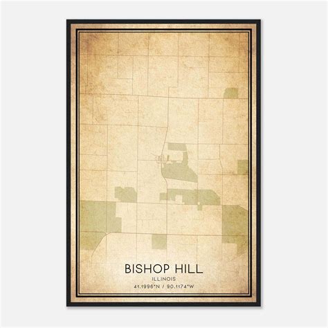 Vintage Bishop Hill Illinois Map Poster, Bishop Hill IL City Road Wall ...