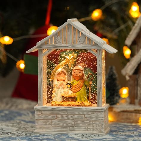 Nativity Christmas Snow Globes, Light up Snow Globe Christmas with ...