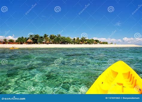 Kayaking Near South Sea Island, Mamanuca Islands Group, Fiji Stock ...