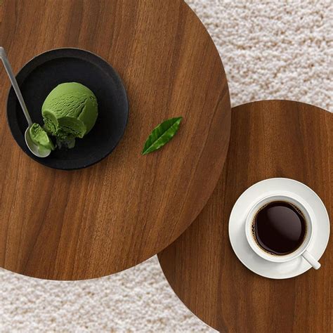 Set of 2 Round Nesting Side Tables – Modern Industrial End Tables – Hansart