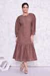 Buy Brown Cotton Embroidery Hakoba Round Dress For Women by AMETHYST ...