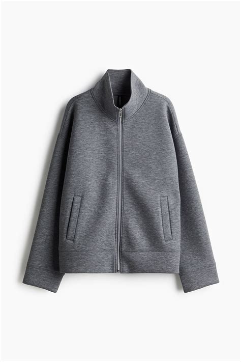 Women's Grey marl Zip-through scuba cardigan | H&M IN