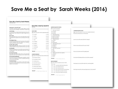 Save Me a Seat by Sarah Weeks (2016) | Made By Teachers