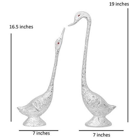 JaipurCrafts Pair of Kissing Duck Showpiece| White Metal Silver Plated ...