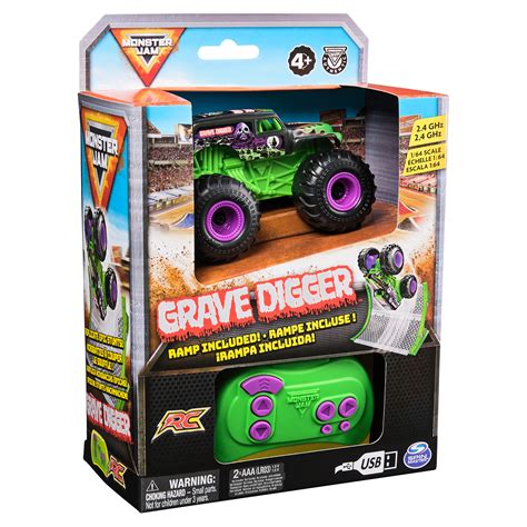 Monster Jam, Official Grave Digger Remote Control Monster Truck 1:64 ...