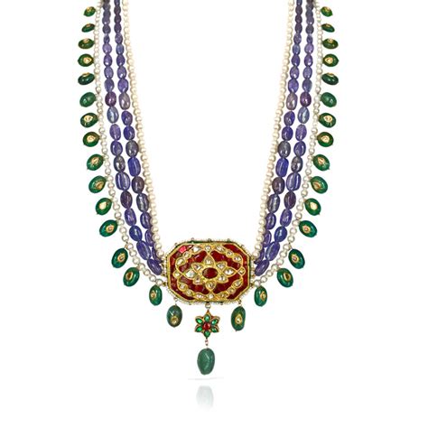 Statement Amethyst and Emerald Kundan Polki Neckpiece | Vogue India