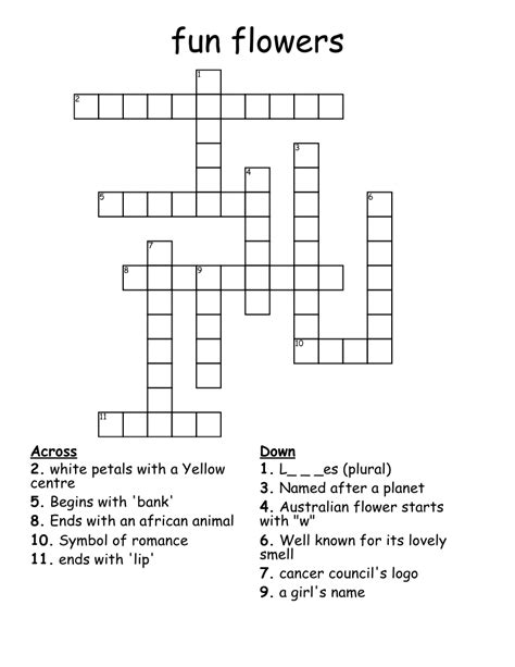 Flower Arranging Art Crossword - the hot hobbies