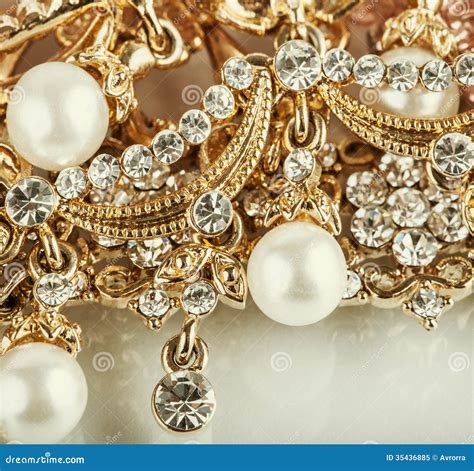 Beautiful Jewelry Background with Gold and Pearls Stock Image - Image ...