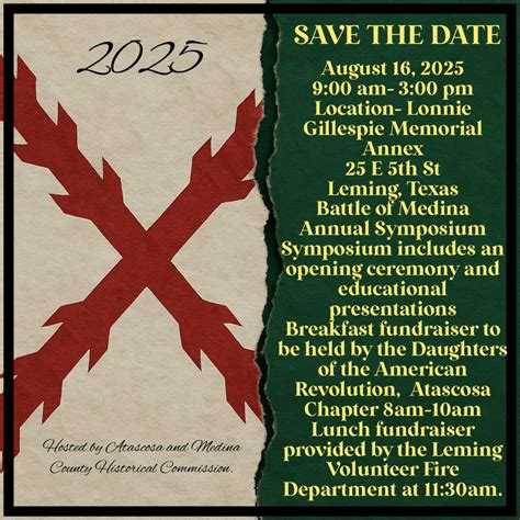 Annual Battle of Medina Symposium, 25 5th Street, Leming, TX, 16 August ...