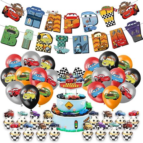 Buy 53 Pcs Cars Birthday Party Supplies,Lightning Cars Party ...
