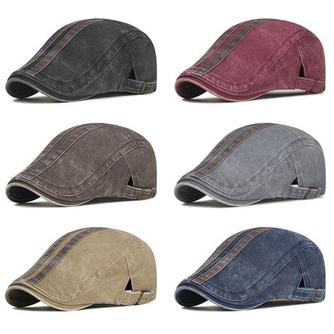 1pc Unisex Adjustable Vintage Beret Hats Men Women Flat Visor Cap ...