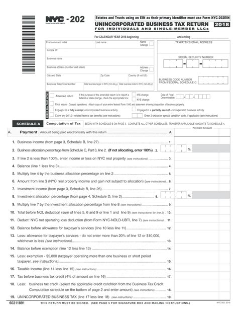 2018 Form NY DTF NYC-202 - Blank Fillable Template | Fill Out, Print ...
