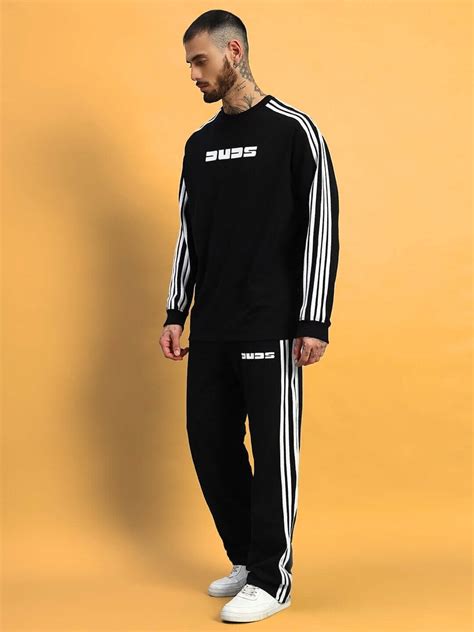 MEN PARKA JOGGER BLACK WITH WHITE STRIPE | Buy Online at Wearduds India