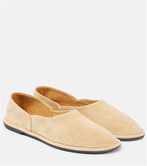 Canal suede slip-on shoes in beige - The Row | Mytheresa