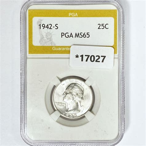 1942-S Washington Silver Quarter PGA MS65