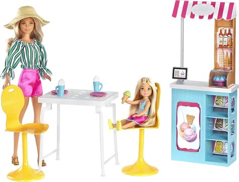 Amazon.com: Barbie Ice Cream Cafe Playset with Barbie Doll and Chelsea ...