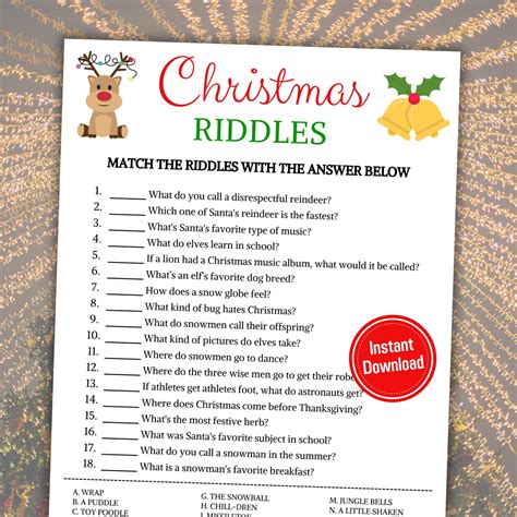Christmas riddles game christmas riddle me this game printable ...