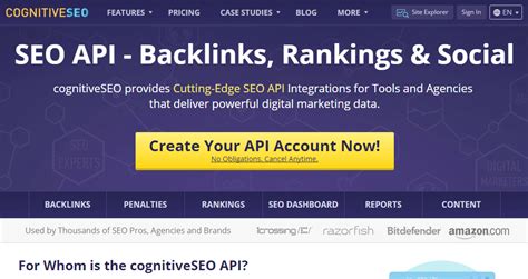 SEO API - Backlinks, Rankings & Social - cognitiveSEO