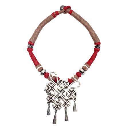 Rust Jute Thread Tribal Necklace