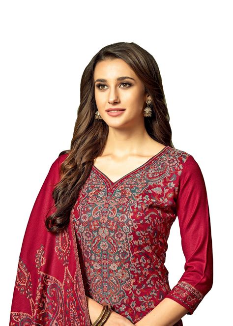 ACRO WOOL MAGENTA DRESS MATERIAL WITH STOLE – Safaa World